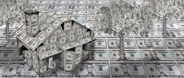 Money house and trees